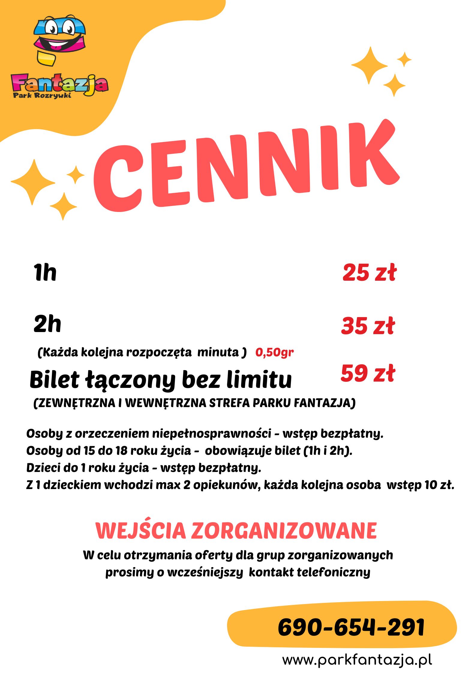 CENNIK Dmuchańców Parku Fantazja