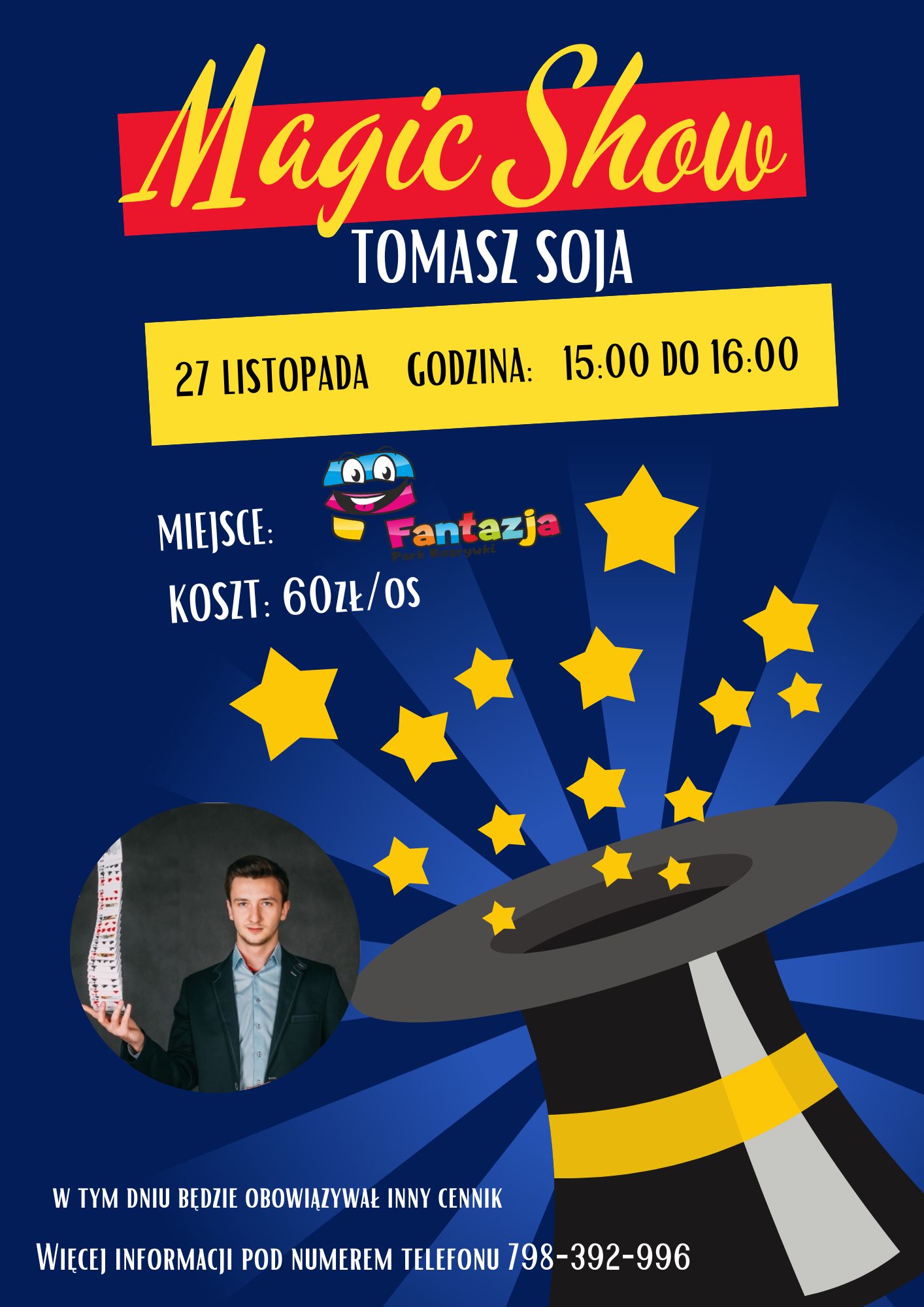 27.11 - Andrzejki z pokazem iluzji. Iluzjonista Tomasz Soja