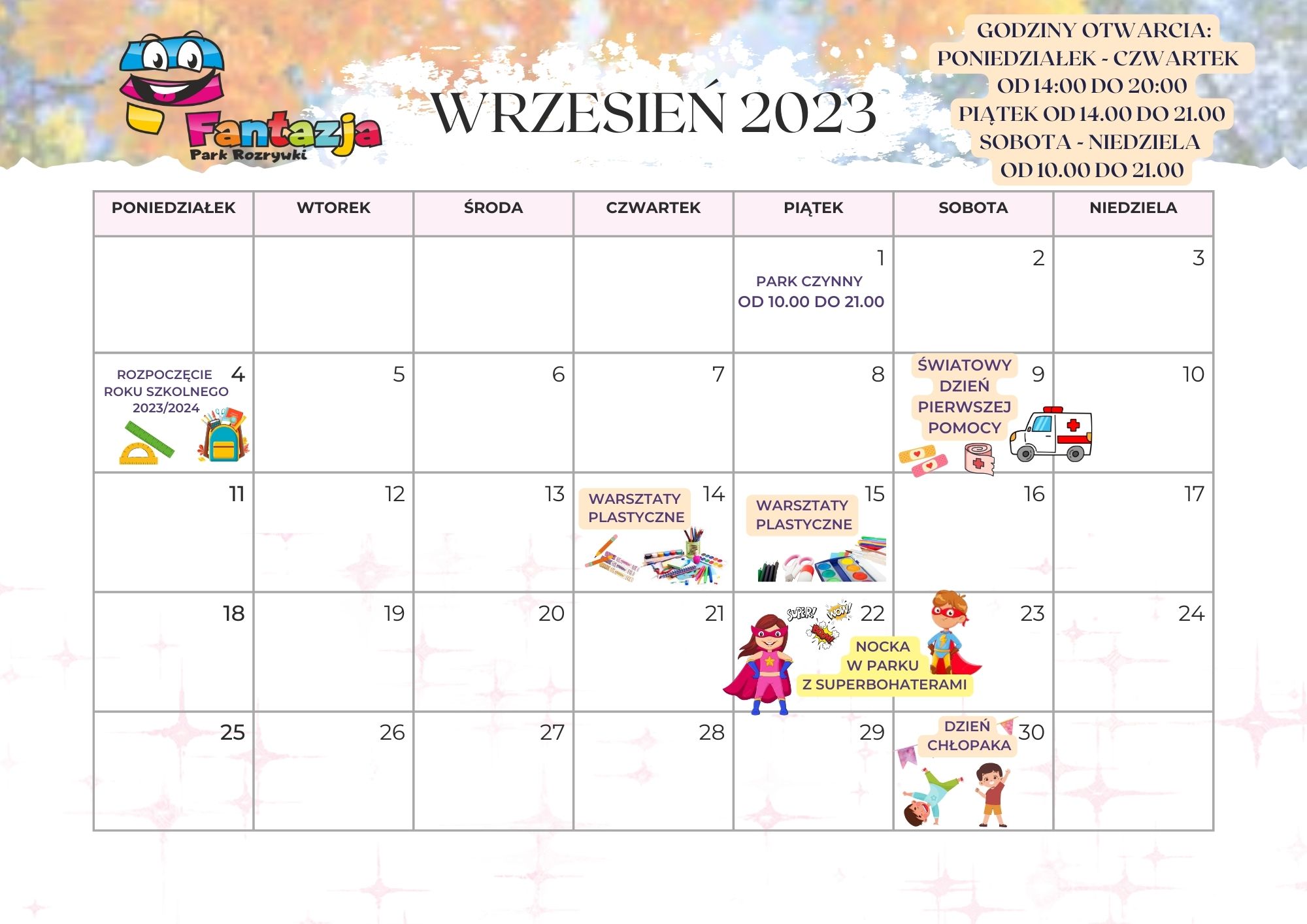 Kalendarz wydarzeń miesiąc Wrzesień