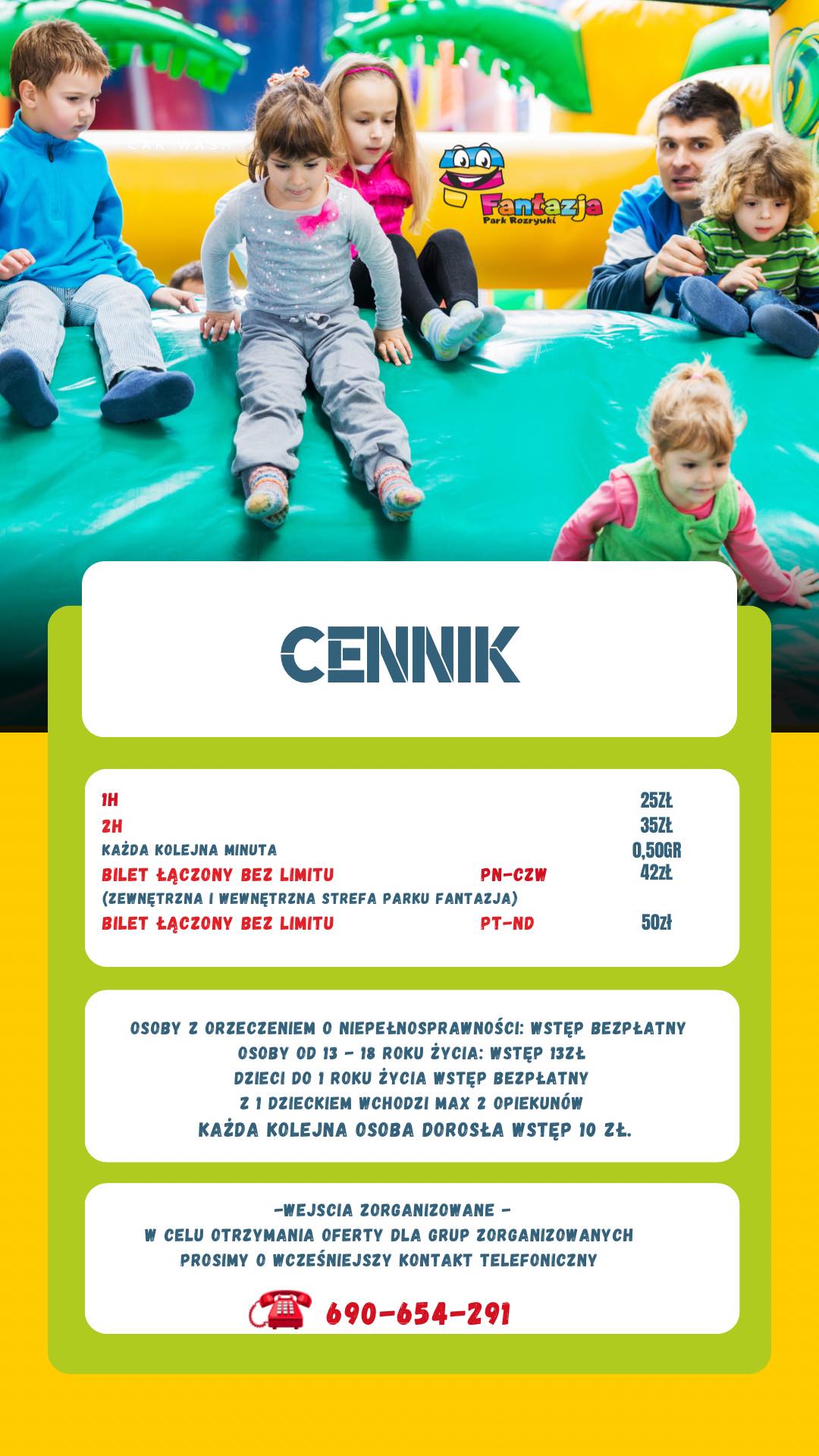 Cennik zewnętrznej strefy Parku Fantazja